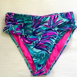 NWOT Lilly Pulitzer Lagoon Sarong High-Waist Bikini Bottom- Don't Wanna Leaf- 10